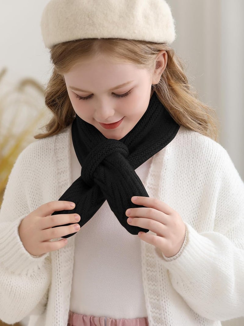 Haloumoning Kids Girls Knit Scarf Toddler Warm Winter Cross Tie Wrap Neck Warmer Cute Scarves 1-14 Years - Image 5